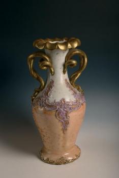A porcelain vase with handles